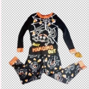 Spooky Spider Kids Halloween Pajama Set - Black and Orange